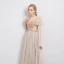 Élégant Champagne Robe De Soirée 2019 Princesse V-Cou Perlage Cristal Paillettes Manches Courtes Dos Nu Longue Robe De Ceremonie