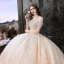 Elegant Ivory Wedding Dresses 2019 A-Line / Princess Off-The-Shoulder Beading Appliques Lace Flower Short Sleeve Backless Royal Train