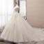 Elegant Champagne Wedding Dresses 2019 Ball Gown Off-The-Shoulder Beading Pearl Sequins Lace Flower Sleeveless Backless Chapel Train