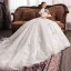 Elegant Ivory Empire Pregnant Wedding Dresses 2019 Scoop Neck Appliques Lace Flower Bell sleeves Backless Cathedral Train