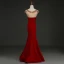 Elegant Burgundy Evening Dresses  2019 Trumpet / Mermaid Suede V-Neck Rhinestone Lace Flower Cap Sleeves Floor-Length / Long Formal Dresses