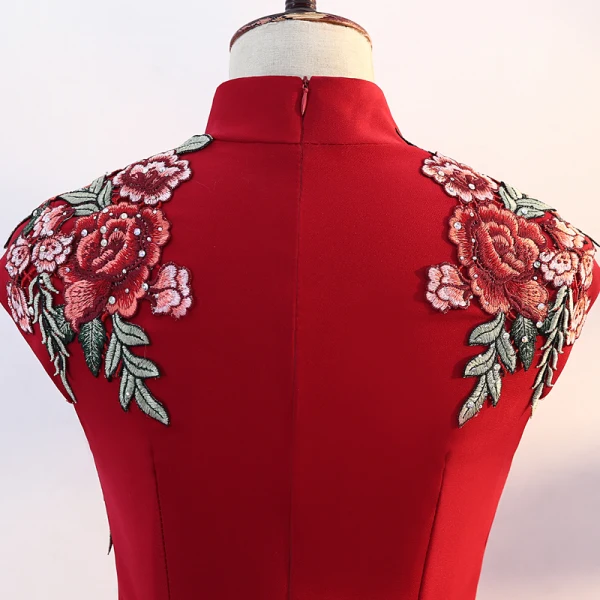 Chic / Beautiful Burgundy Evening Dresses 2019 Trumpet / Mermaid High Neck Appliques Lace Rhinestone Sleeveless Floor-Length / Long Formal Dresses