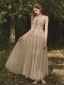Chic / Beautiful Champagne Prom Dresses 2021 A-Line / Princess Spaghetti Straps Lace Flower Sleeveless Backless Floor-Length / Long Formal Dresses