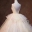 Luxury / Gorgeous Champagne Glitter Wedding Dresses 2019 A-Line / Princess See-through Deep V-Neck Sleeveless Backless Cascading Ruffles