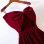 Chic / Beautiful Burgundy Prom Dresses 2019 A-Line / Princess Spaghetti Straps Suede Bow Sleeveless Backless Floor-Length / Long Formal Dresses
