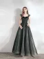 Elegant Black Spotted Homecoming Graduation Dresses 2021 A-Line / Princess Square Neckline Sleeveless Backless Floor-Length / Long Formal Dresses