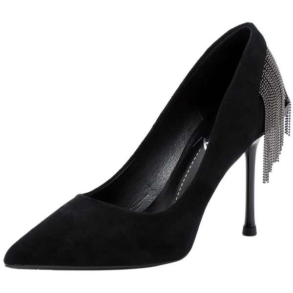 Chic / Belle Noire Daim Soirée Escarpins 2019 Gland 10 cm Talons Aiguilles À Bout Pointu Escarpins