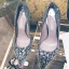 Sjarmerende Gull Brudesko 2019 Rhinestone Paljetter 8 cm Stiletthæler Spisse Bryllup Pumps