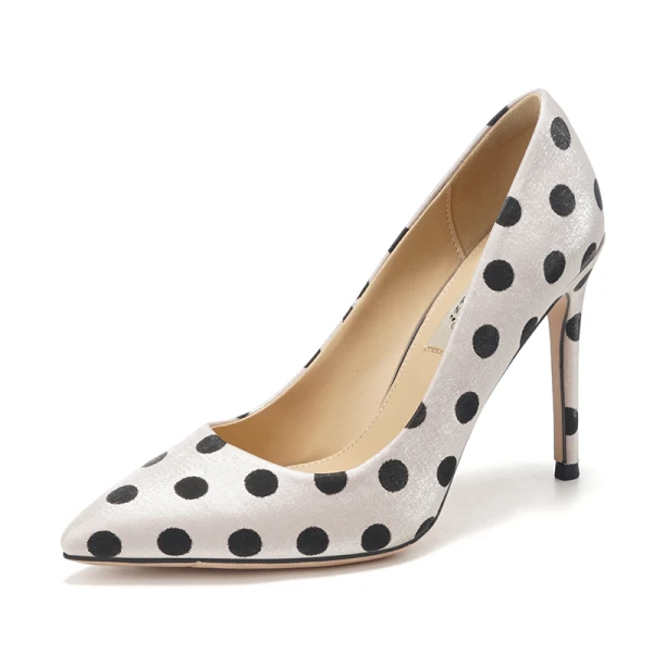Snygga / Fina Svarta Casual Pumps 2019 Läder Prickig 10 cm Stilettklackar Spetsiga Pumps