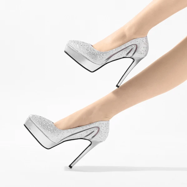 Chic / Beautiful Gold See-through Evening Party Pumps 2019 Leather Rhinestone 12 cm Stiletto Heels Pointed Toe Pumps