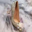 Glitter Champagne Handgemaakt Kristal Bruidsschoenen 2019 Pailletten Rhinestone 8 cm Naaldhakken / Stiletto Spitse Neus Huwelijk Pumps