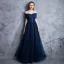 Sexy Burgundy Evening Dresses  2018 A-Line / Princess Lace Appliques Beading Crystal Off-The-Shoulder Backless Sleeveless Floor-Length / Long Formal Dresses