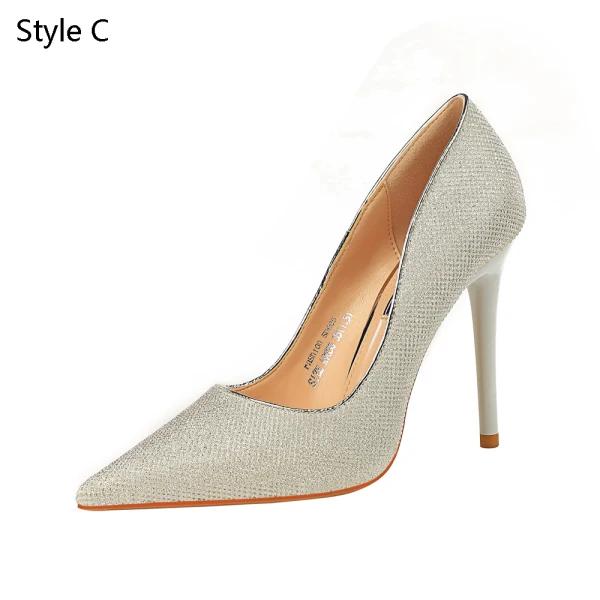 Simple Argenté Désinvolte Escarpins 2019 Paillettes 10 cm Talons Aiguilles À Bout Pointu Escarpins