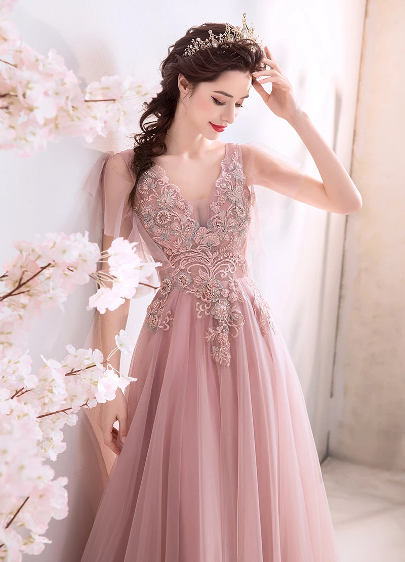 open lace back dress Custom Gown "Blossom"