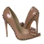 Chic / Beautiful Nude Casual Pumps 2019 Leather Bow Rivet 12 cm Stiletto Heels Pointed Toe Pumps