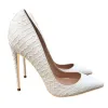 Chic / Beautiful White Casual Pumps 2019 Snakeskin Print 12 cm Stiletto Heels Pointed Toe Pumps