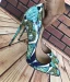 Fine Jadegrønn Casual Pumps 2019 Slangeskinn Print 12 cm Stiletthæler Spisse Pumps