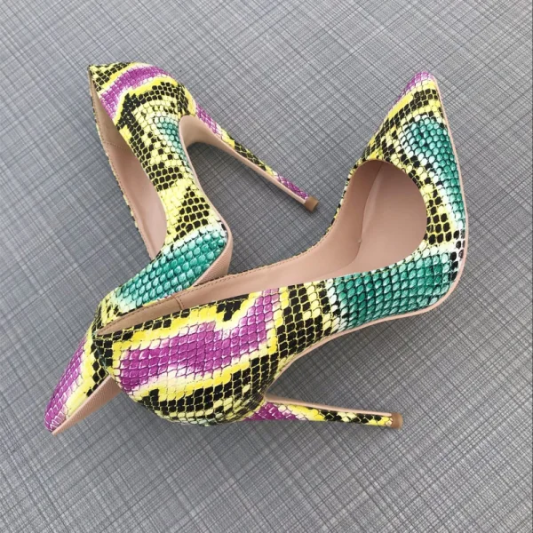 Amazing / Unique Multi-Colors Rave Club Pumps 2019 Leather Snakeskin Print 12 cm Stiletto Heels Pointed Toe Pumps