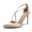 Schöne Champagner Freizeit Hochhackige 2019 X-Riemen 8 cm Stilettos Spitzschuh Damenschuhe