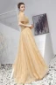 Chic / Beautiful Gold Prom Dresses 2019 A-Line / Princess Scoop Neck Sequins Crystal Short Sleeve Backless Floor-Length / Long Formal Dresses
