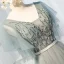 Chic / Beautiful Sage Green Prom Dresses 2019 A-Line / Princess V-Neck Beading Sequins Lace Flower Short Sleeve Backless Bow Floor-Length / Long Formal Dresses