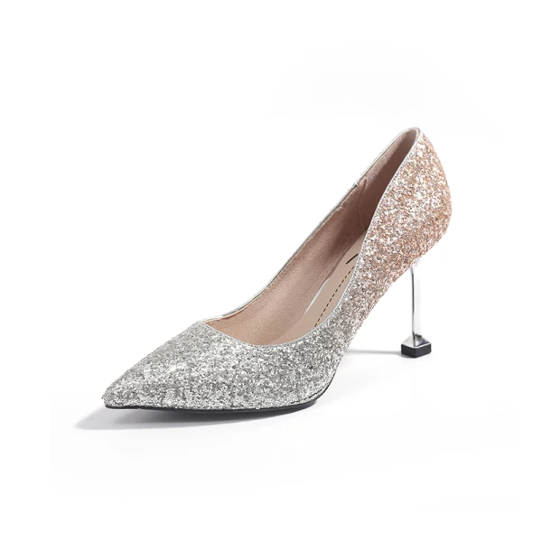 Glittrande Svarta Afton Pumps 2019 Paljetter 8 cm Stilettklackar Spetsiga Pumps
