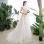 Abordable Ivoire Robe De Mariée 2019 Princesse V-Cou Paillettes En Dentelle Fleur Manches Courtes Dos Nu Train De Balayage