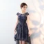 Élégant Bleu Marine Robe De Cocktail 2018 Princesse Dentelle Encolure Dégagée Dos Nu Asymétrique Robe De Ceremonie