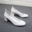 Simple Kaki Désinvolte Escarpins 2019 Cuir 5 cm Talons Épais À Bout Rond Escarpins
