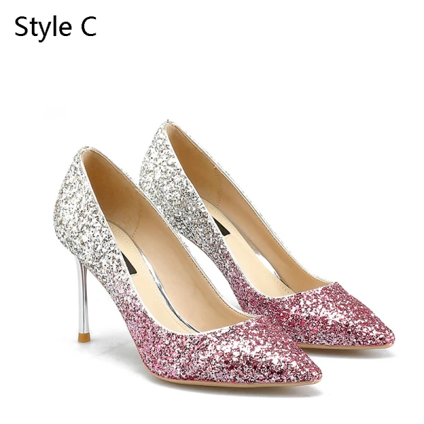 Scintillantes Argenté Cuir Soirée Escarpins 2019 Paillettes 8 cm Talons Aiguilles À Bout Pointu Escarpins