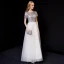 Chic / Belle Blanche Robe De Soirée 2019 Princesse Encolure Dégagée Paillettes Manches Courtes Longue Robe De Ceremonie