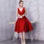 Chic / Beautiful Burgundy Homecoming Graduation Dresses 2019 A-Line / Princess V-Neck Sleeveless Backless Knee-Length Formal Dresses
