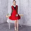Chic / Beautiful Black Burgundy Homecoming Graduation Dresses 2019 A-Line / Princess V-Neck Lace Flower 3/4 Sleeve Knee-Length Formal Dresses
