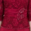 Elegant Burgundy Mother Of The Bride Dresses 2019 A-Line / Princess V-Neck Crystal Lace Flower 1/2 Sleeves Tea-length Wedding Party Dresses
