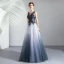 Élégant Dégradé De Couleur Robe De Soirée 2019 Princesse Encolure Dégagée Perlage Paillettes Perle Cristal En Dentelle Fleur Sans Manches Dos Nu Longue Robe De Ceremonie