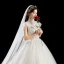 Chic / Belle Ivoire Robe De Mariée 2019 Princesse Col Haut Perlage Paillettes Appliques En Dentelle Fleur Manches Courtes Dos Nu Longue
