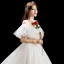 Chic / Beautiful Ivory Wedding Dresses 2019 Ball Gown Scoop Neck Sequins Backless Short Sleeve Chapel Train