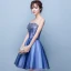 Sexy Meeresblau Cocktailkleider 2019 A Linie Bandeau Perlenstickerei Pailletten Kristall Spitze Blumen Ärmellos Rückenfreies Kurze Festliche Kleider