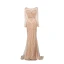 Luxury / Gorgeous Gold Handmade  Beading Evening Dresses  2019 Trumpet / Mermaid Scoop Neck Crystal Rhinestone Long Sleeve Sweep Train Formal Dresses