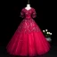 Sparkly Black Prom Dresses 2019 A-Line / Princess V-Neck Star Sequins Lace Flower 1/2 Sleeves Floor-Length / Long Formal Dresses