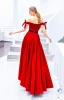 Schöne Einfarbig Rot Abendkleider 2019 A Linie Off Shoulder Wildleder Schleife Ärmellos Rückenfreies Lange Festliche Kleider