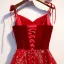 Modern / Fashion Burgundy Evening Dresses  2019 A-Line / Princess Spaghetti Straps Suede Star Sequins Sleeveless Backless Floor-Length / Long Formal Dresses