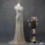 Luxury / Gorgeous Silver Evening Dresses  2019 Trumpet / Mermaid Scoop Neck Handmade  Beading Crystal Short Sleeve Sweep Train Formal Dresses