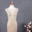 Charmant Champagne Robe De Soirée 2019 Trompette / Sirène Encolure Dégagée Fait main Perlage Cristal Paillettes Sans Manches Train De Balayage Robe De Ceremonie