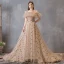 Modern / Fashion Champagne Prom Dresses 2019 A-Line / Princess Spaghetti Straps Star Sequins Ruffle Short Sleeve Court Train Formal Dresses