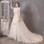 Élégant Champagne Robe De Mariée 2019 Princesse Encolure Carrée Tachetée Sans Manches Dos Nu Tribunal Train
