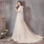 Schöne Ivory / Creme Brautkleider / Hochzeitskleider 2019 A Linie V-Ausschnitt Spitze Blumen Ärmellos Rückenfreies Sweep / Pinsel Zug