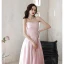 Elegante Pink Perle Satin Ballkleider 2021 A Linie Bandeau Ärmellos Rückenfreies Lange Festliche Kleider