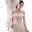 Chic Champagne Robe De Mariée 2019 Princesse De l'épaule Paillettes En Dentelle Fleur Sans Manches Dos Nu Train De Balayage