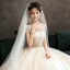 Chic Champagne Robe De Mariée 2019 Princesse Encolure Dégagée Perlage En Dentelle Fleur Paillettes Manches Courtes Dos Nu Train De Balayage